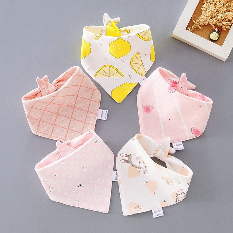 5Pcs/Set Baby Bibs Triangle Double Cotton Bandana Bibs Baby Boys Girls Babador Feeding Smock Infant Burp Cloth Baby Saliva Towel