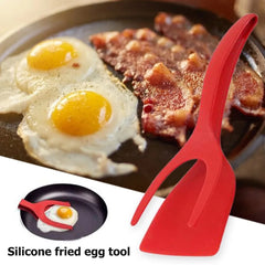 2 In 1 Nylon Grip Flip Tongs Egg Spatula Tongs Steak Spatula Tongs Clamp Pancake