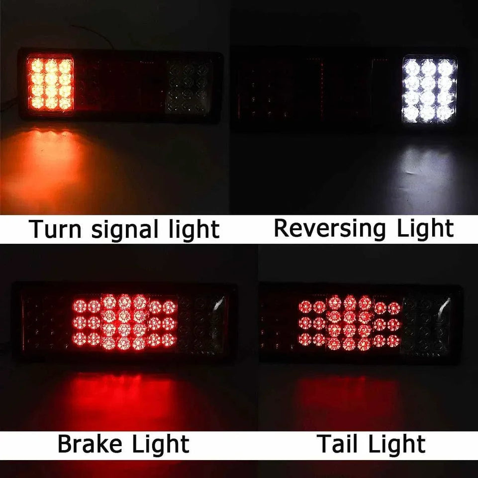 2pcs 24V 48 LED Car Trailer Truck Tail Lights Indicator Lamp Stop Rear Brake Turn Signal Light for Caravans Bus RV Camper