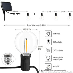 Solar Lights Outdoor G40 Garden String Lights USB Rechargeable Waterproof Outdoor Decoration Lights For Terrace Christmas