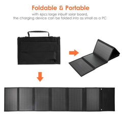 200W Solar Panel Portable Folding Bag USB+DC Output Solar Charger Outdoor Power Supply for Home Mobile Phone Power Generator