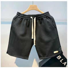 Summer Running Shorts for Men Casual Jogging Sport Short Pants Wave Pattern Solid Color Drawstring Loose Dry Gym Sports Shorts
