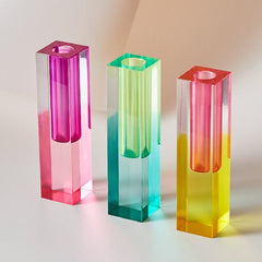 Floriddle Modern Rainbow Pillar Bud Vase Tabletop Glass Vases Luxury Decorative Acrylic Crystal Nordic Room Decoration Home