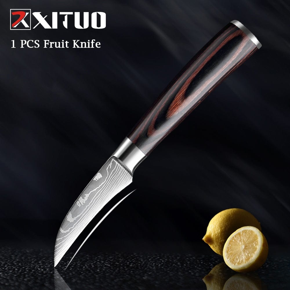 XITUO Chef knife 1-10 Pcs Set Kitchen Knives Laser Damascus Pattern Sharp Japanese Santoku Knife Cleaver Slicing Utility Knife - Wowza