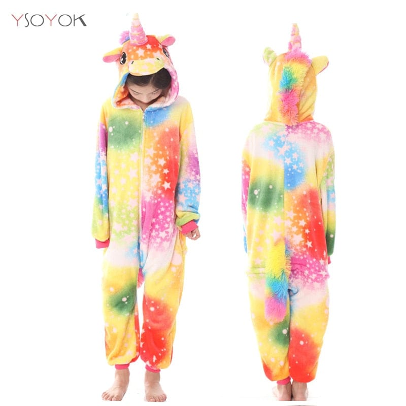 Kigurumi Children Winter Sleepwear Kids Unicorn Panda Pajama sets Baby Girls Boys Panda Licorne Onesies for 4 6 8 10 12 Years