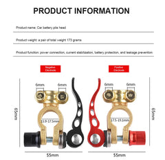 Car Battery Terminals 1 Pair 12V 24V  Top Post Wire Cable Clamp Quick Release Terminal Connectors Copper Clip Screw Auto Parts