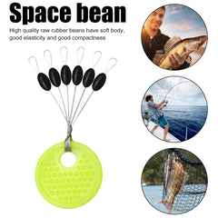 Set Rubber Silicon Space Bean Sea Carp Fly Fishing Black Rubber Oval Stopper Fishing Float Fishing Bobber