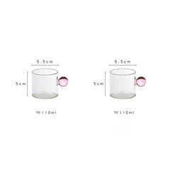 2PC 110ml Espresso Cups small Cups Home Glass Ball Handle Coffee Cup Tea Water Cup Saucer Steak Juice Bucket Table Decor - Wowza