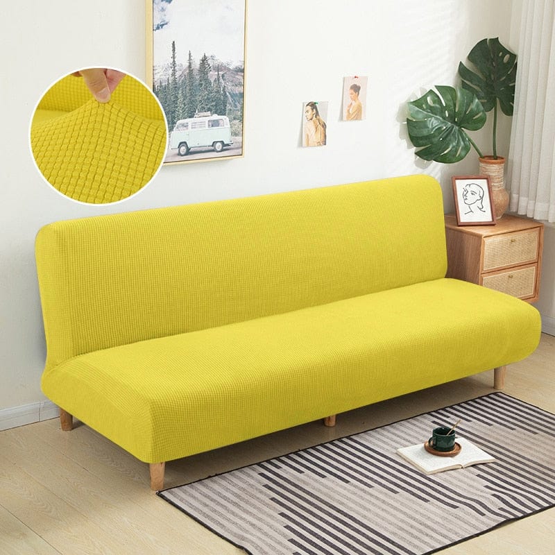 Polar Fleece Fabric Armless Sofa Bed Cover Solid Color Without Armrest Big Elastic Folding Furniture home Decoration Bench Cover