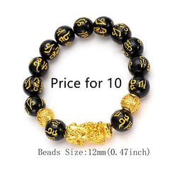 Pixiu Good Luck Bracelets Tibetan Buddhism Obsidian Stone Beads Unisex Bracelet For Women Men Jewelry Gift