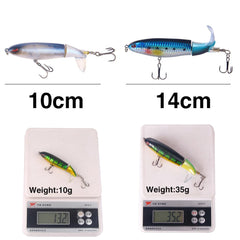 10cm/14cm Topwater Fishing Lure Whopper Popper Artificial Bait Hard Plopper Soft Rotating Tail Fishing Tackle Fishing Bait