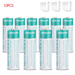 Kuugro AA 1.5 V 2600 mWh USB‑C Rechargeable Lithium Battery – Long‑Lasting Power