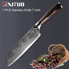 XITUO 1-5PCS set Chef Knife Japanese Stainless Steel Sanding Laser Pattern Knives Professional Sharp Blade Knife Cooking Tool - Wowza