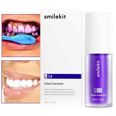 SmileKit Original Purple Whitening Toothpaste Teeth Colour Corrector Deep Remove Dental Plaque Stain Brightening toothpaste