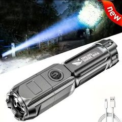 Powerful LED Flashlight Rechargeable Torch USB 18650 Waterproof Zoom Fishing Hunting 100000 Lumens Tactical Flashlight LED Flashlight