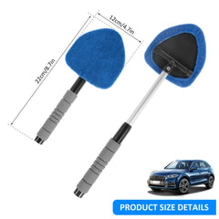 Car Windshield Cleaner Microfiber Car Window Cleaning Brush with Washable Pad Extendable Handle Interior Exterior Car Washer Mop