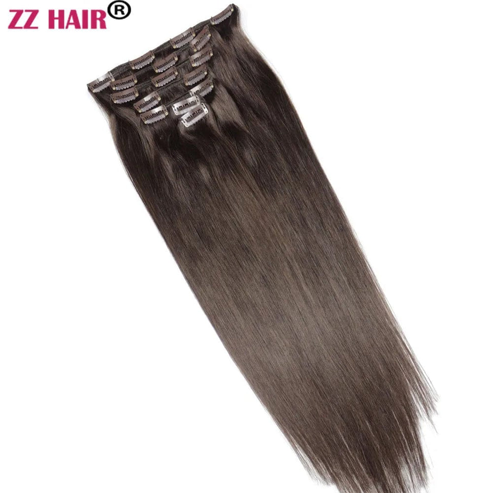 100% Human Hair Extensions 16"-24" Machine Made Remy Hair 7Pcs Set 100g-140g  Full Head Straight Natural