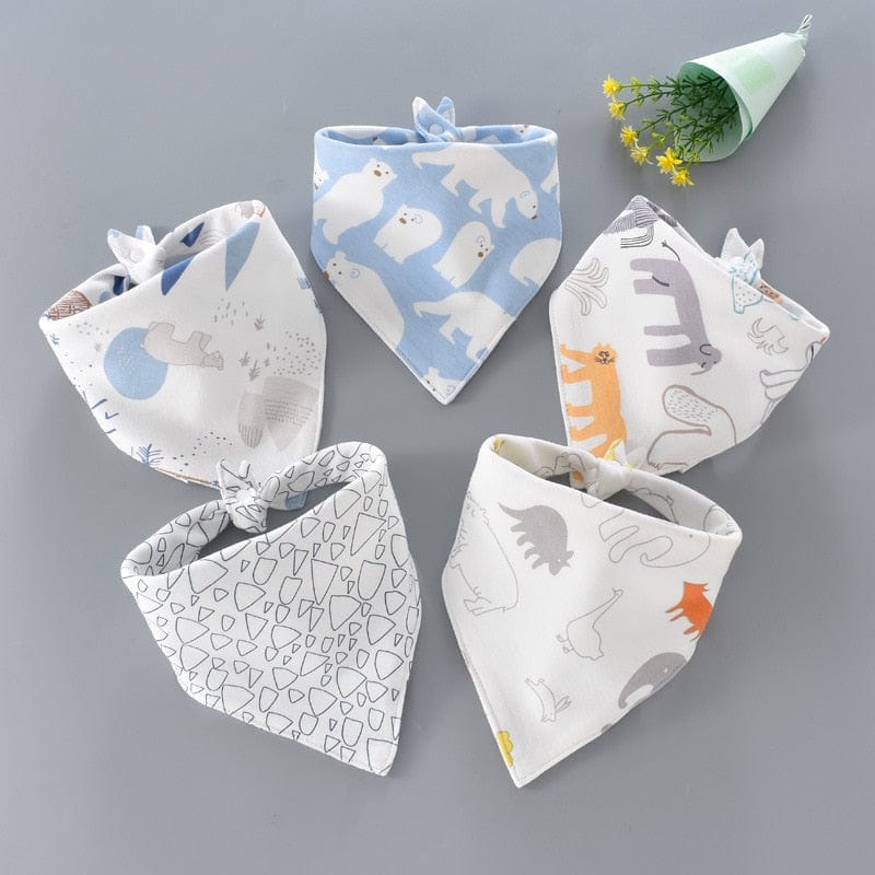 5Pcs/Set Baby Bibs Triangle Double Cotton Bandana Bibs Baby Boys Girls Babador Feeding Smock Infant Burp Cloth Baby Saliva Towel