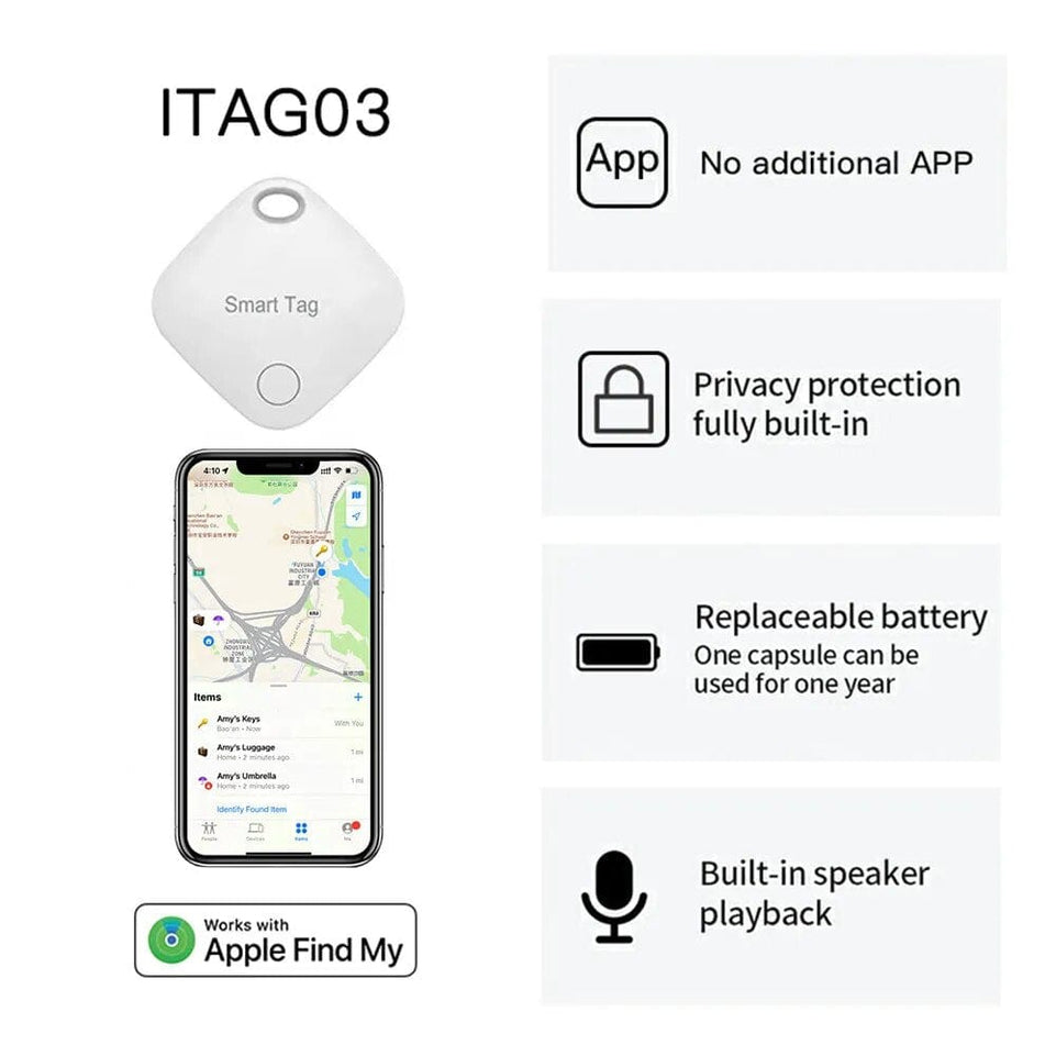 GPS Tracker bluetooth for Air Tag Replacement via Apple Find My to Locate Card Wallet Bike Keys Finder MFI Smart iTag