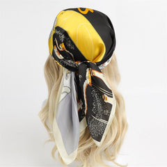 Female Silk Neck Scarf Letter D Print Square Hair Scarves Foulard Head Band Shawls And Wraps Neckerchief Bandana 70*70cm