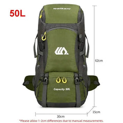 50L Travel Backpack Camping Bag Large Hiking Bag Tourist Rucksack Waterproof Outdoor Sports Climbing Mountaineering Bag