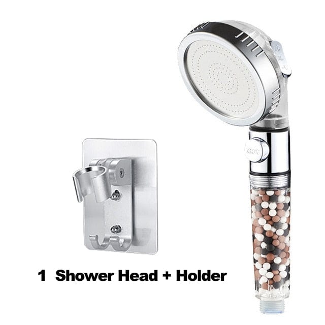 Adjustable High Pressure Shower Head Tourmaline Replaceable Filter SPA Shower Water Saving  Switch Button Shower