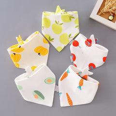 5Pcs/Set Baby Bibs Triangle Double Cotton Bandana Bibs Baby Boys Girls Babador Feeding Smock Infant Burp Cloth Baby Saliva Towel