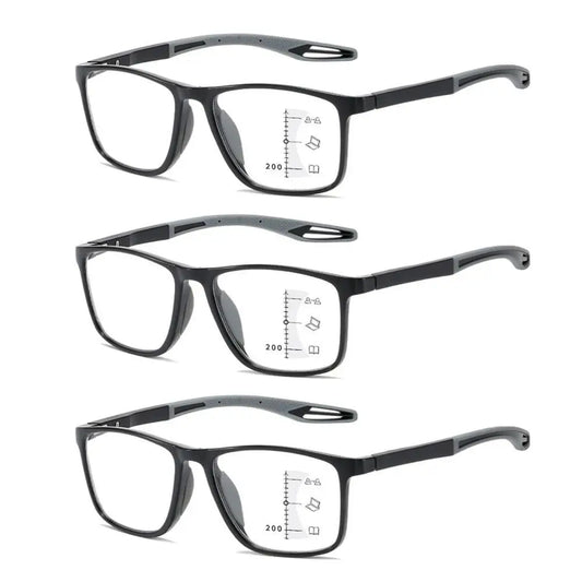 Multifocal Reading Glasses TR90 Frame Men Women Anti-blue Light Sports Eyeglasses Ultralight Bifocal Presbyopia