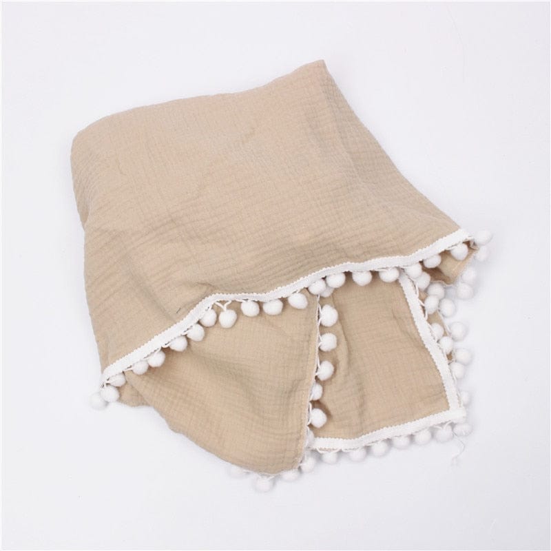 Muslin Cotton Baby Blanket Fringe 2 Layer Newborn Tassel Blankets Swaddle Warp Bed Baby Photography Props Newborn Bath Towel