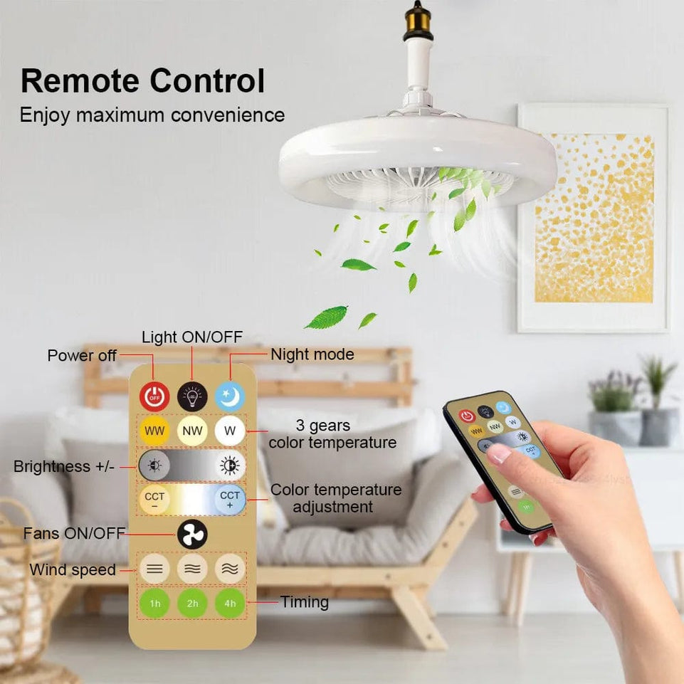 B22 Ceiling Fan With Remote Control and Light 30W LED Lamp Fan Smart Silent Ceiling Fan For Sitting Room Bedroom E27 Converter Base