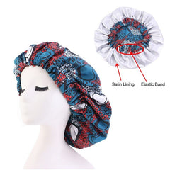 African Pattern Ankara Print Bonnet Women Night Sleep Cap Satin Lining Soft Extra Large Head Wear Ladies Headwrap Hair Care Hat