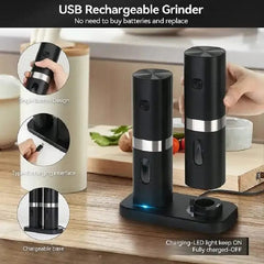 LED Automatic Operation Rechargeable Mill Electric Salt and Pepper Grinder Set with Charging Base