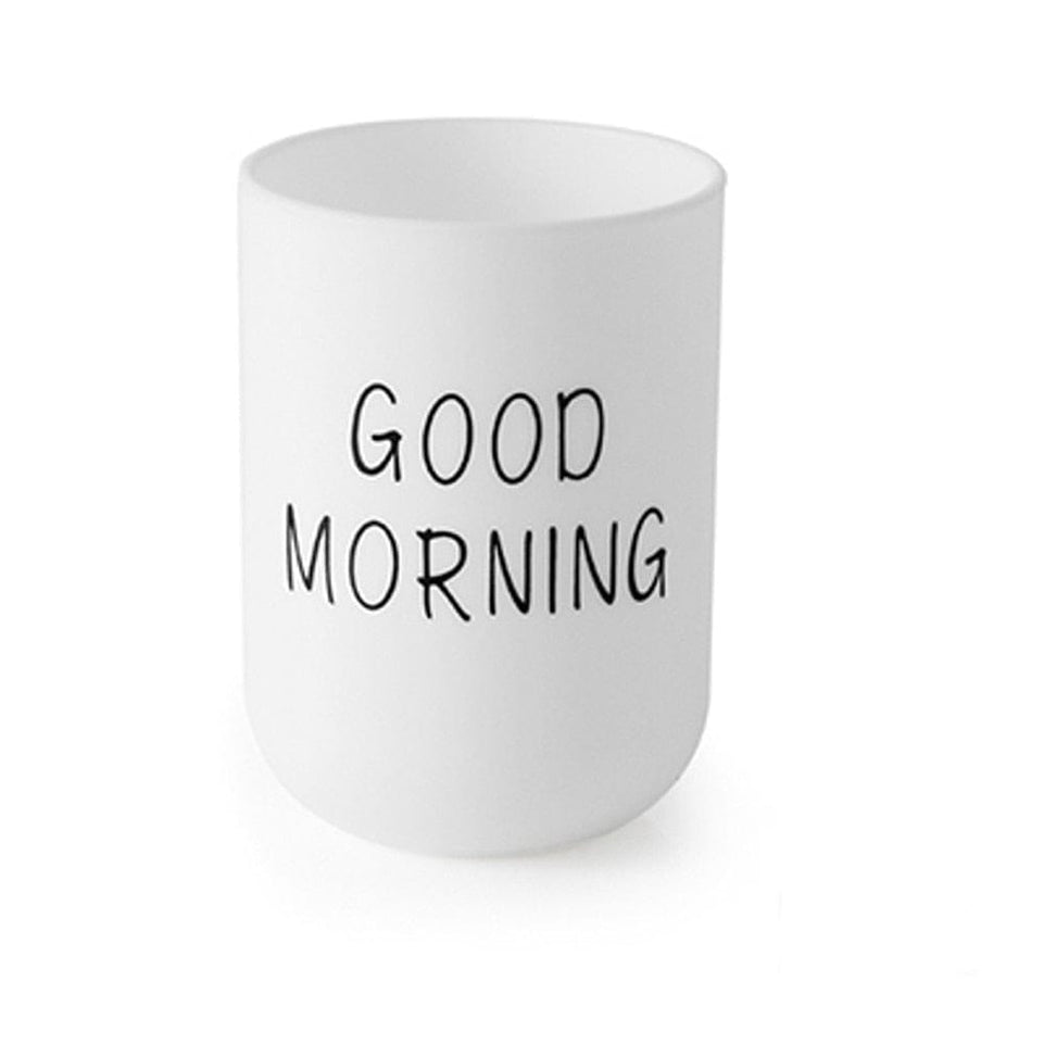 Good Morning Mouthwash Cup Bathroom Tumblers Toothbrush Toothpaste Holder Cup Travel Washing Cup Water Mug Bathroom Accessories