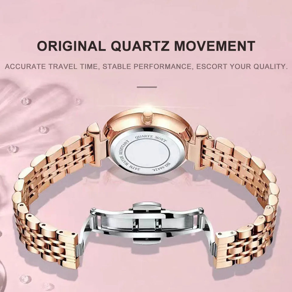 POEDAGAR Luxury Woman Wristwatch Elegant Waterproof Stainless Steel Watch for Ladies Dress Diamond Quartz Women's Watches Reloj