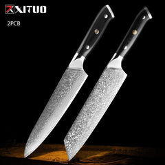 XITUO Damascus kitchen Knife 1-9PC 67 layers Japan Damascus steel Chef knife Sharp Sankotu Cleaver Boning Paring knife G10 handl - Wowza