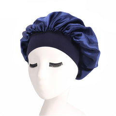 Newly Women's Satin Solid Sleeping Hat Night  Hair Care Bonnet Nightcap For Women Men Unisex Cap