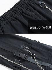 Women Cargo Pants  Harem Pants Fashion Punk Pockets Jogger Trousers With Chain Harajuku Elastics High Waist Streetwear