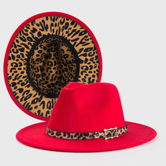 Rose red fedora hat new leopard print hat European and American men's and women's hat fedora jazz winter hat шапка женская