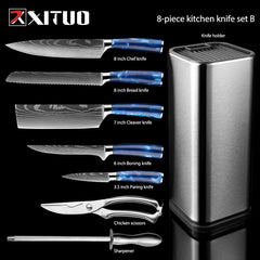 XITUO Kitchen Knife Set Japanese Chef Knives 7CR17 Stainless Steel Damascus Laser Slicing Santoku Cleaver 1-10pc Kitchen Knifes - Wowza