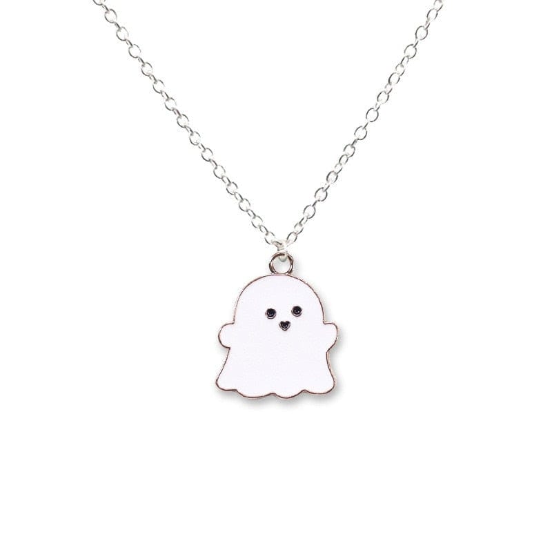 Cute Black And White Ghost Pendant Necklaces For Women Men Best Friend Lovely Ghost Pendant Couple Necklace Fashion Jewelry