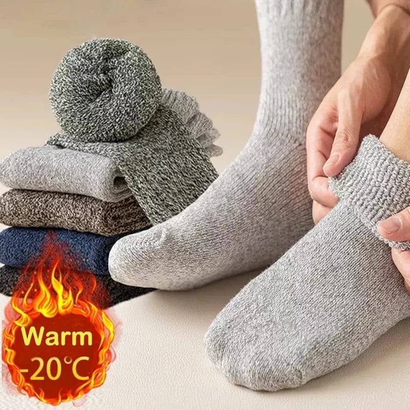 5 Pairs Winter Warm Men’s Socks Wool Male Women Socks Super Thicker Solid Socks Merino Wool Socks Against Cold Snow Terry Socks
