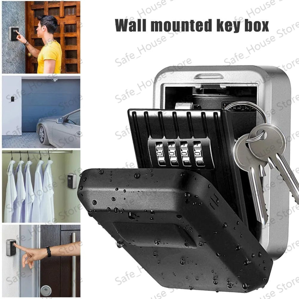 Wall Mount Key Lock keyBox 4 Digit Password Code Security Lock No Key for Home Office Key Safe Secret Storage Box Organizer