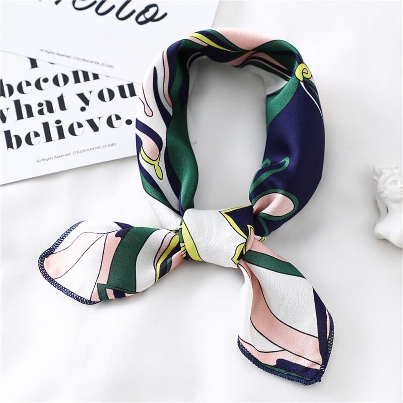 Women Small Satin Silk Scarf Square Print Wrap Foulard Femme Handkerchief Bandana Neck Hair Skinny Tie Scarves Shawls