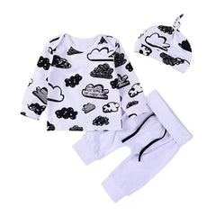 Spring Fall Cotton Newborn Baby Girl Clothes 0-3 Months Polka Dot Unisex Infant Clothes Set Boy 3-piece Clothing With Hat