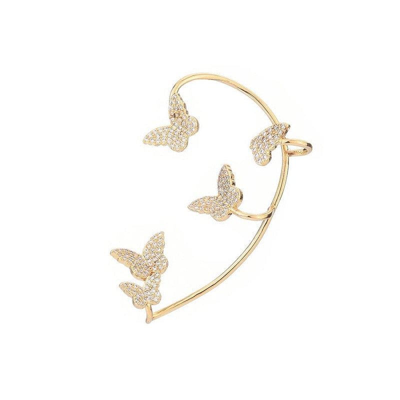 Shining Zircon Butterfly Ear Cuff Earrings for Women Girls Fashion 1pc Non Piercing Ear Clip Ear-hook Party Wedding Jewelry Gift