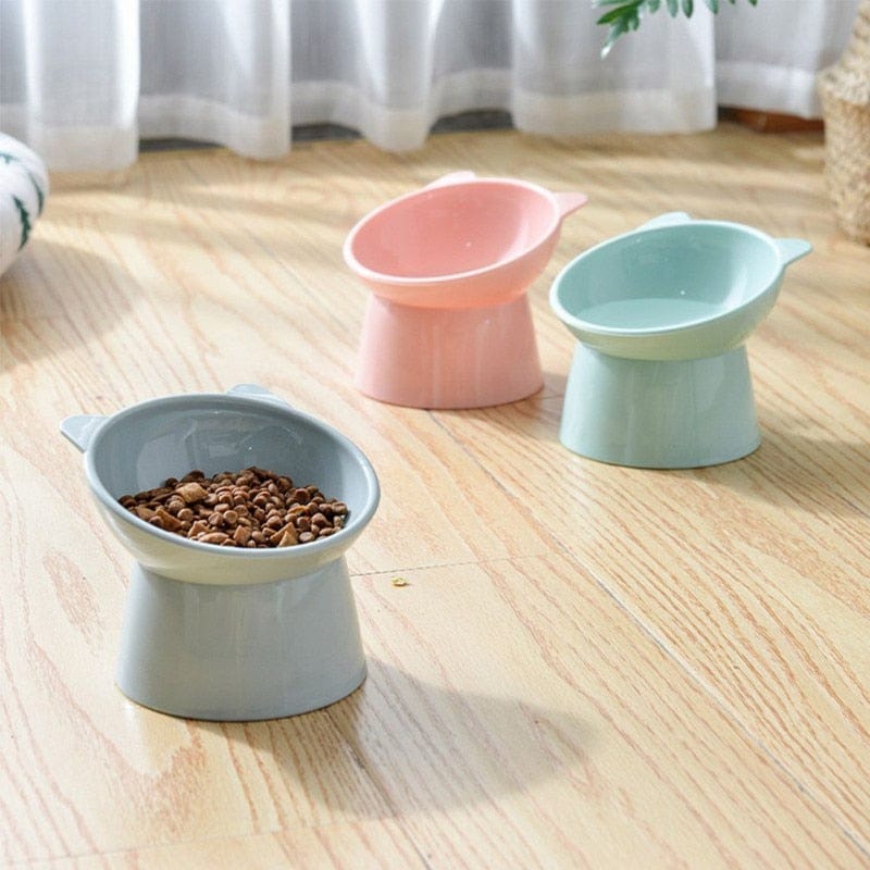 2Pcs/set Cat Bowl 45°Neck Protector High Foot Dog Bowl Cat Food Water Bowl Cute Binaural Pet Feeding Cup Feeder Bowls