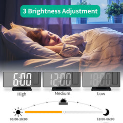 Projector LED Clock 180° Arm Projection Alarm Clock Time Temperature USB Plug-in Digital Alarm Clock Snooze Table Clock 12/24H