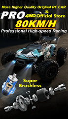 4WD 1:16 80KM/H Super Brushless 50KM/H Brushed RC Car 4x4 Off Road Remote Control High Speed Drift Monster Truck Toy  Kids Adult