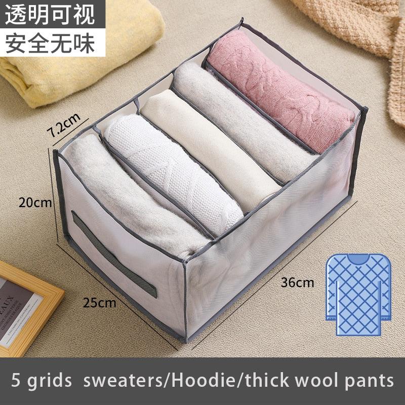 Jeans Compartment Storage Box Closet Clothes Drawer Mesh Separation Box Stacking Pants Drawer Divider Can Washed Home Organizer - Wowza