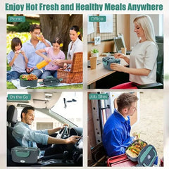 Heated Lunch Box Portable 110V 220V Boxes Food Heater Rice Cooker Container Warmer Dinnerware Set for Home Office Car